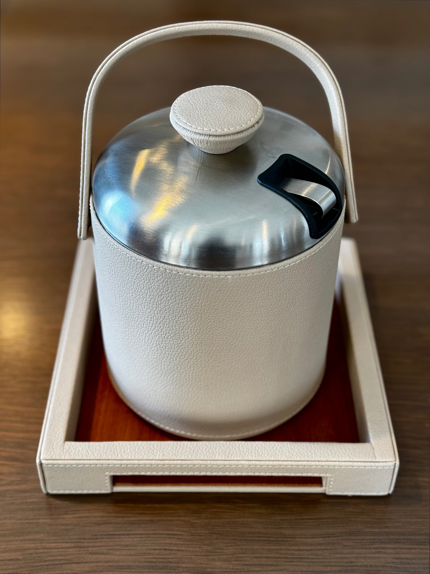 Leather Wrapped Ice Bucket with Tray